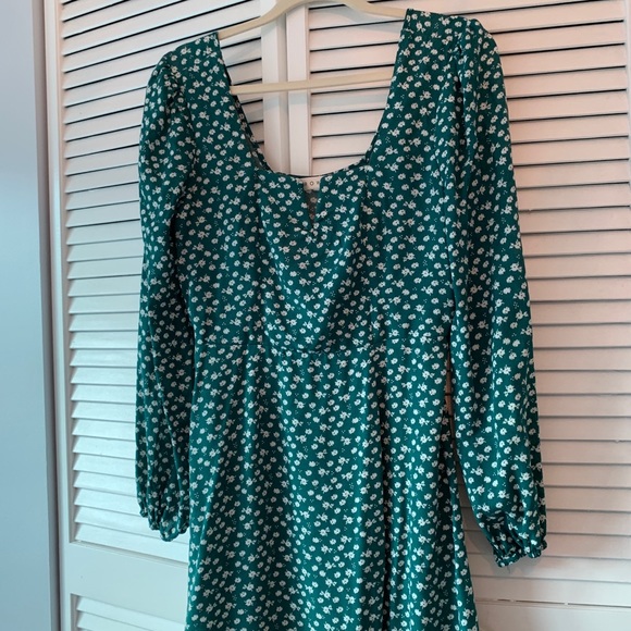 Green Flower printed mini dress - Picture 4 of 4